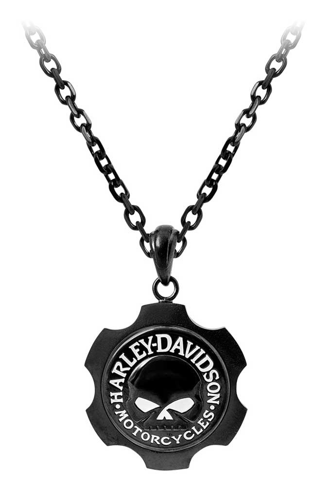 Harley-Davidson® Men's Black Axel Willie G Skull Emblem Chain