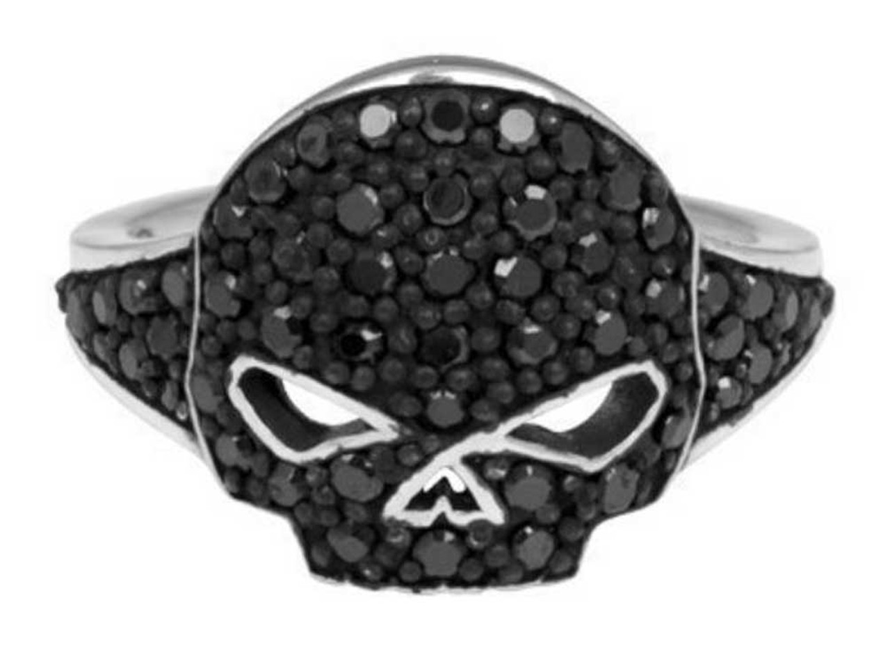 Harley-Davidson® Women's Black Ice Willie G Skull Ring, Sterling Silver  HDR0221