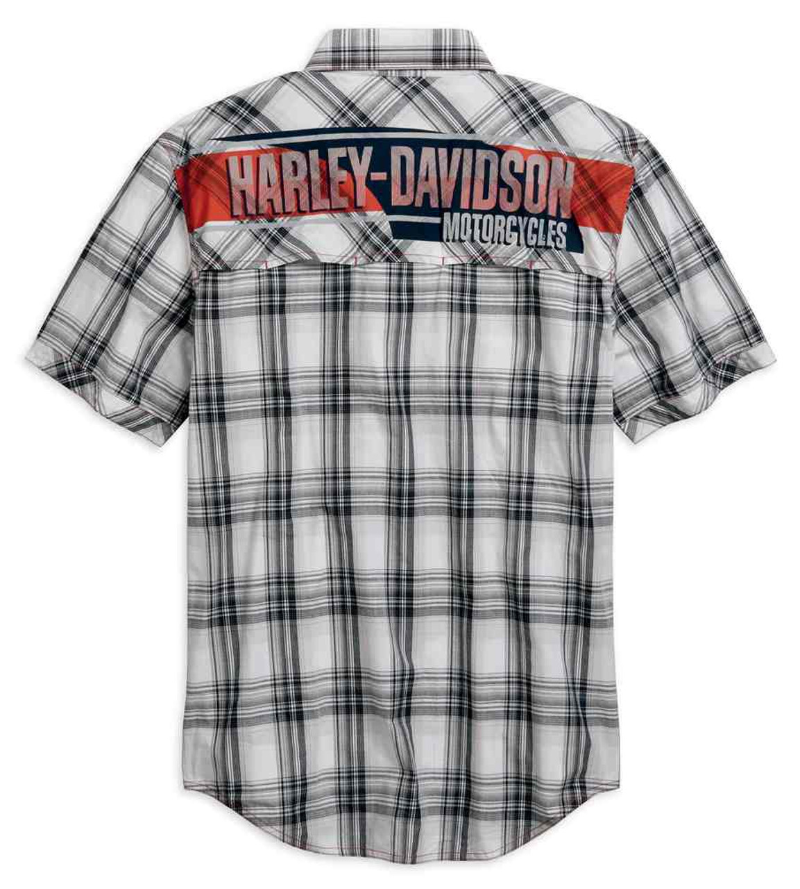 Harley Davidson® Mens Performance Plaid Vented Button Shirt White 96756 19vm Wisconsin 