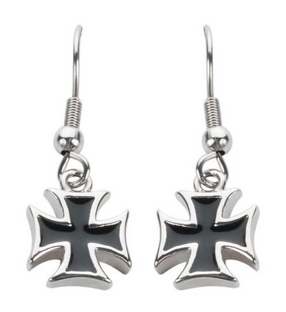 Biker Jewelry Women's Iron Cross French Wire Earrings