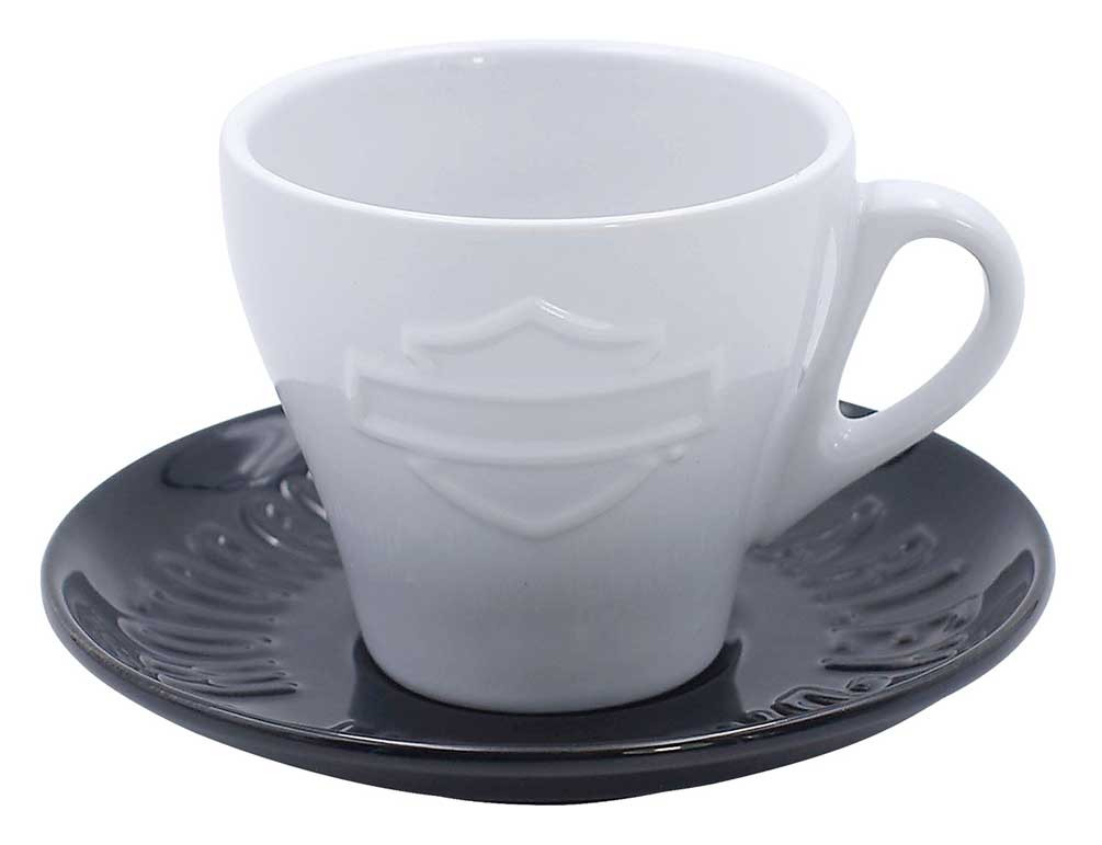 Harley-Davidson® Silhouette Bar & Shield Ceramic Cup & Saucer - 6