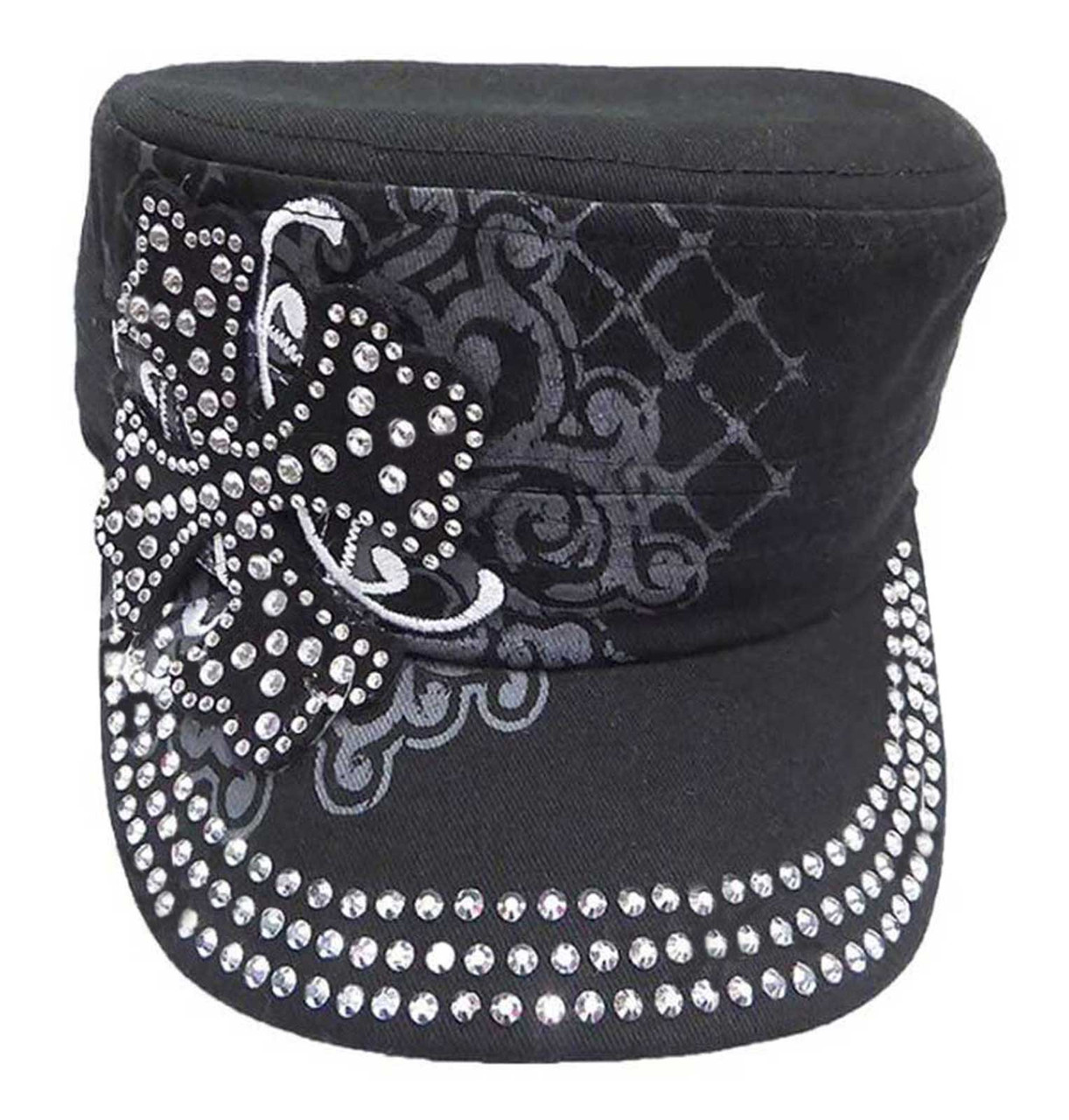 That's A Wrap Women's Crystal Embellished Maltese Cross Cadet Cap