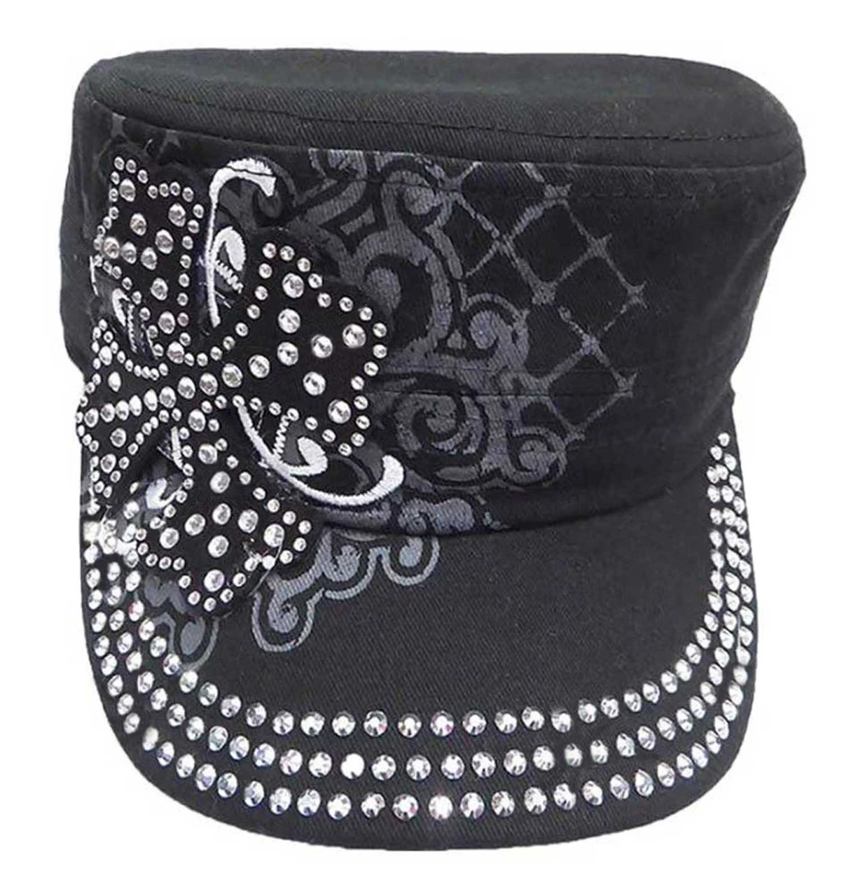 ?Bundled?Cadet hat with cross embellishment Fleur de Lis Embellished - Red - One Size Adjustable Cadet  main image 4