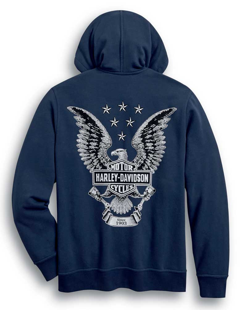 Harley-Davidson Men's Copperblock B&S Patch Full-Zip Hoodie – Black/Orange/Grey – 99084-20VM