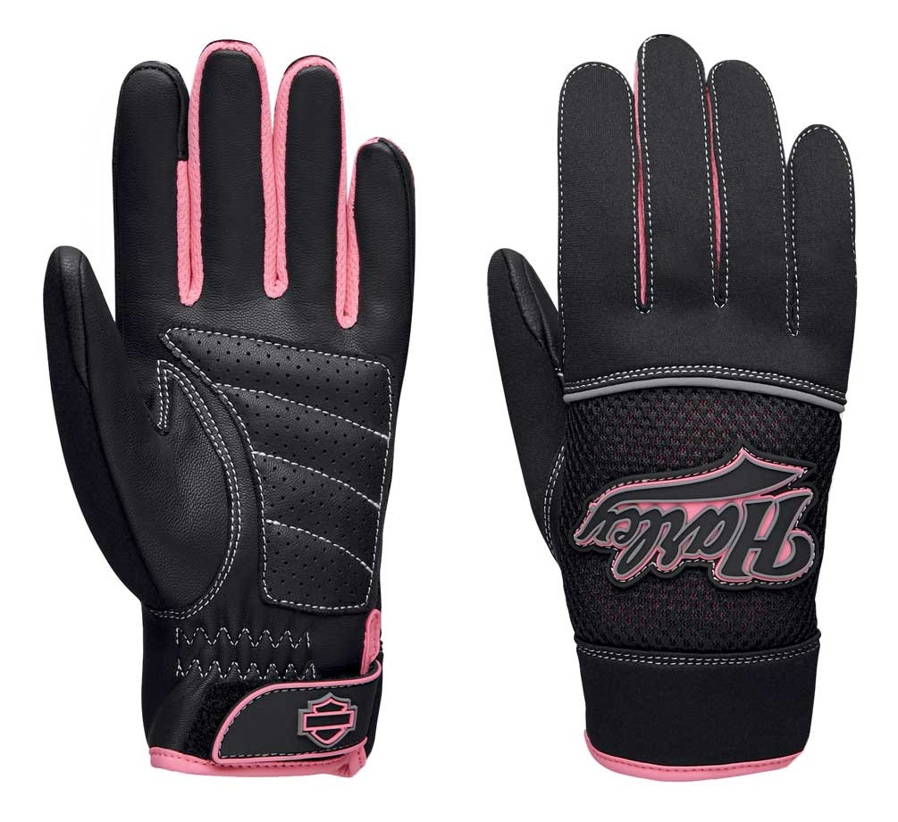 Harley-Davidson® Women's Pink Label Mixed Media Full-Finger Gloves