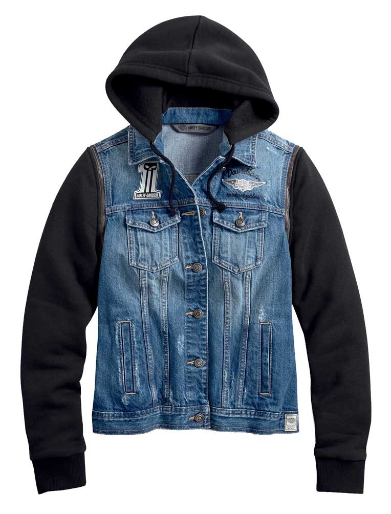 Harley-Davidson® Women's Zip-Off Sleeve Denim Jacket - Indigo Wash