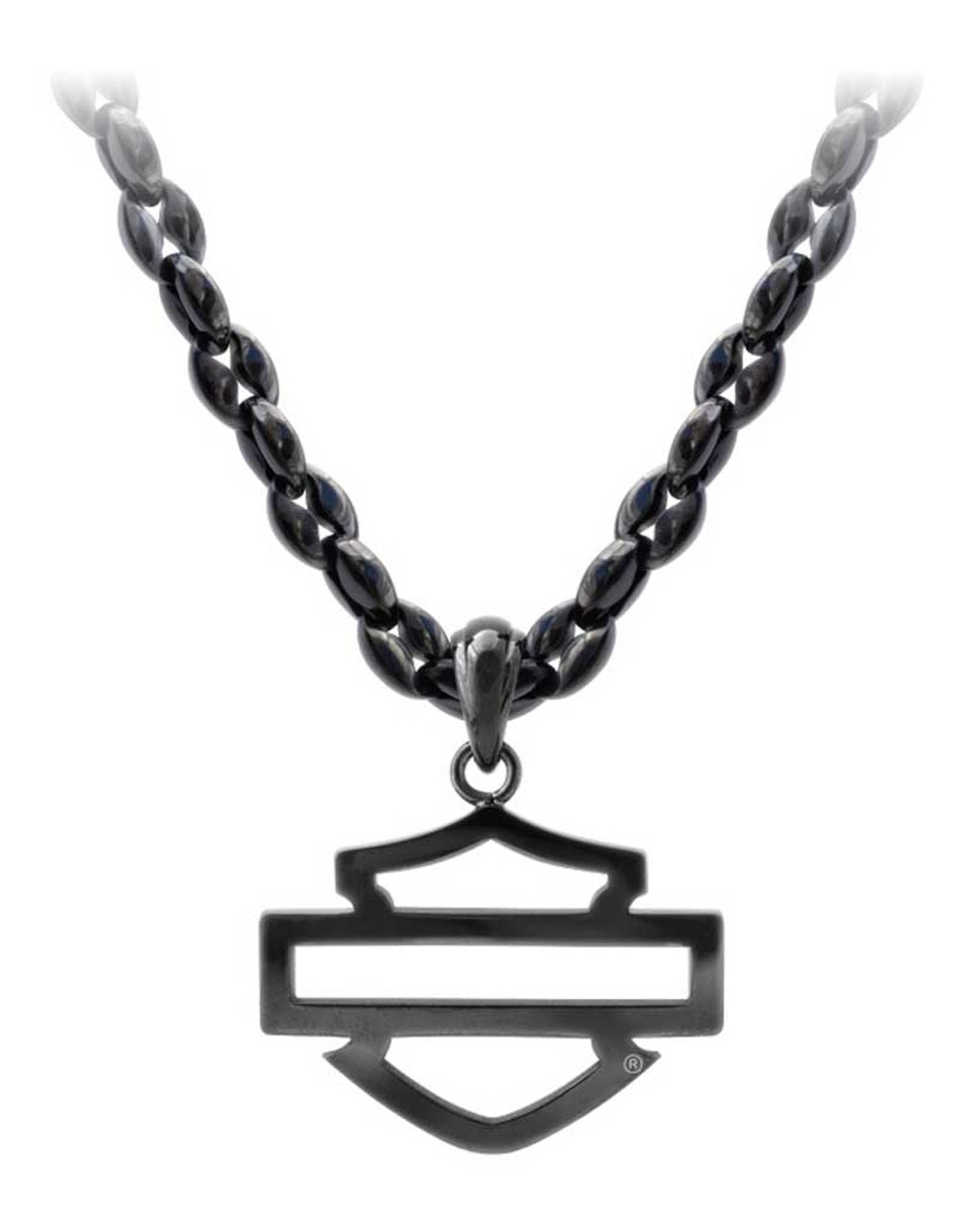 Harley-Davidson® Men's Blackout Outline B&S Necklace, Stainless