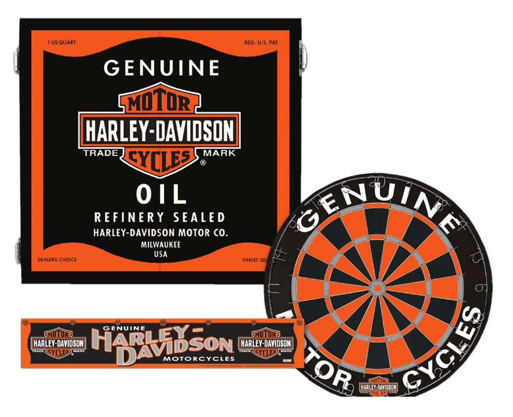 Harley-Davidson® Genuine Oil Can Dart Board Kit - Black Wooden