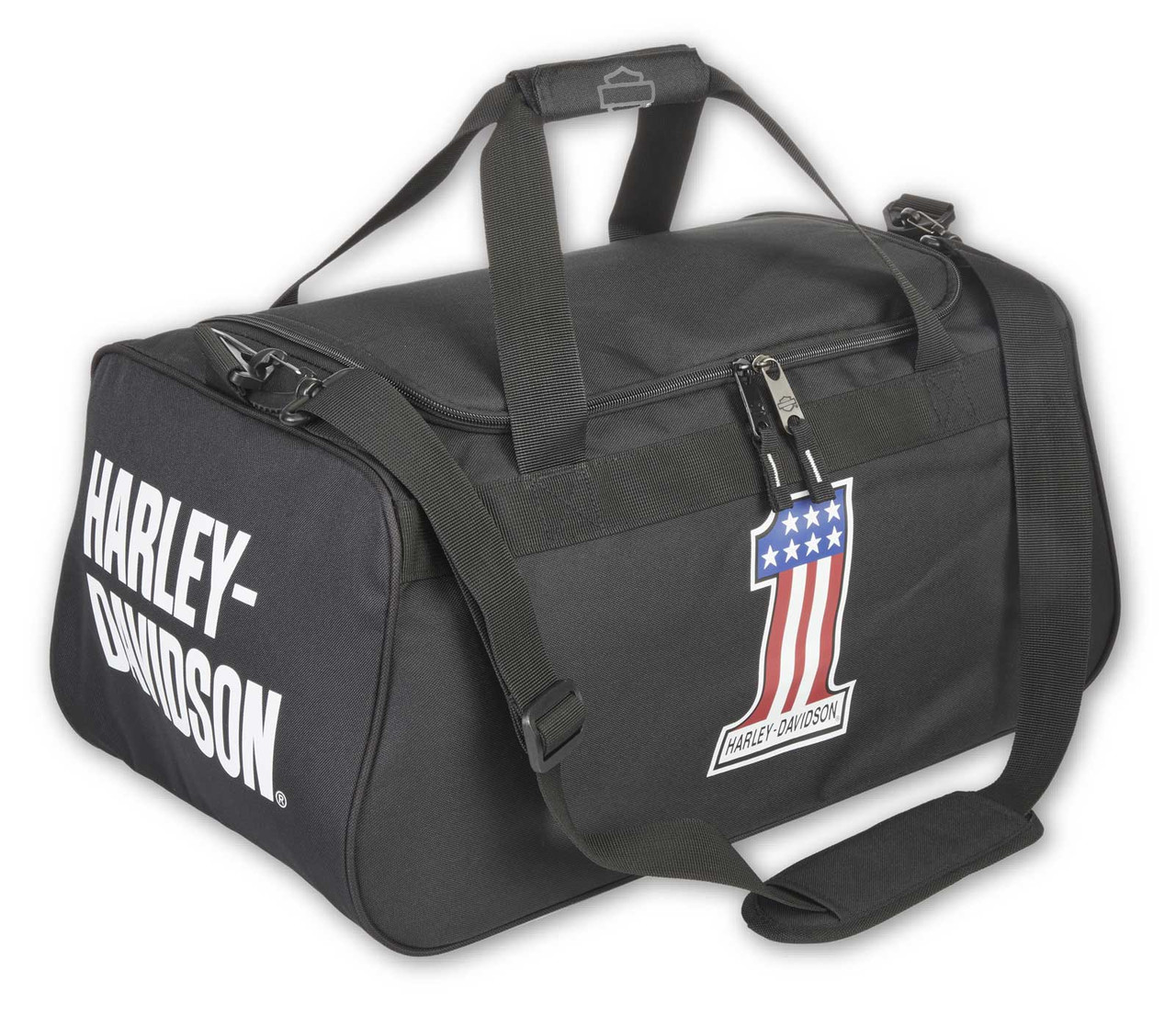Harley-Davidson® #1 RWB Logo Sports Duffel Bag w/ Strap - Black