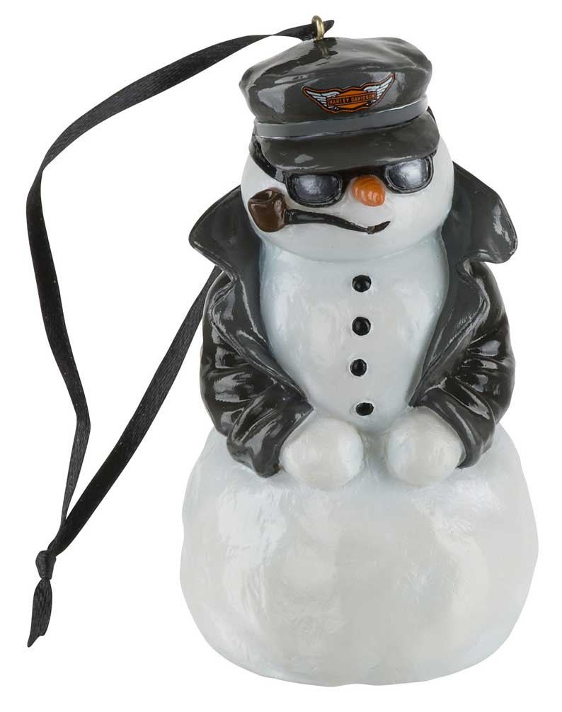 Harley-Davidson® Custom Sculpted Biker Snowman LED Color Ornament