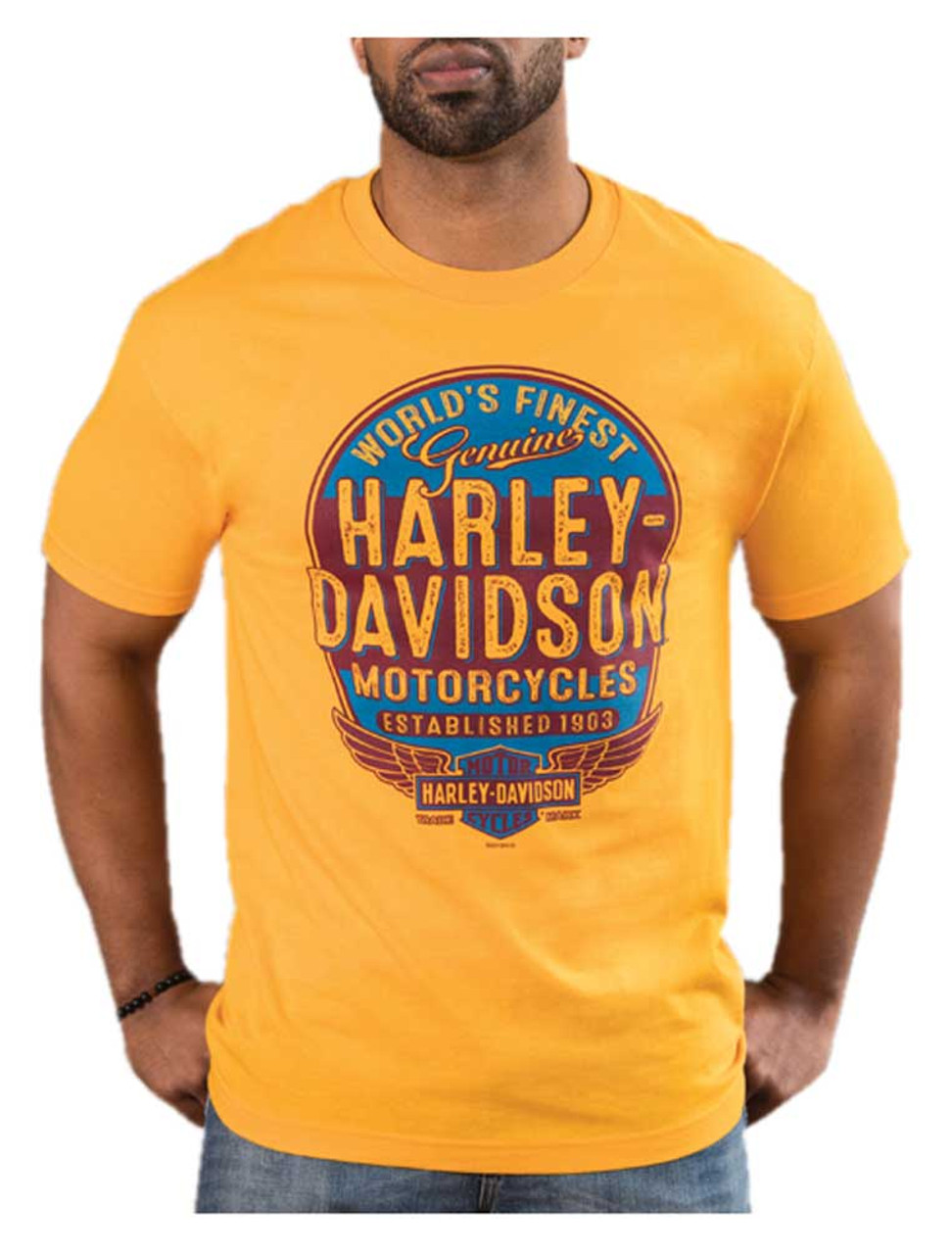 Harley Davidson® Mens Affiliate Retro Short Sleeve Crew Neck T Shirt Gold Wisconsin Harley 