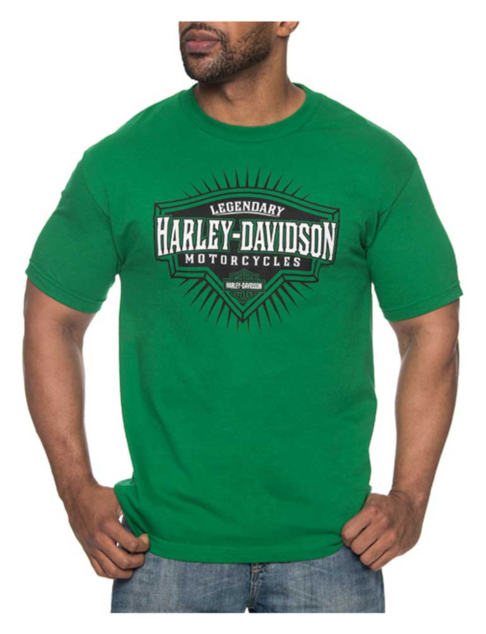 Harley Davidson® Mens Roadblock H D Short Sleeve Crew Neck T Shirt Kelly Green Wisconsin 