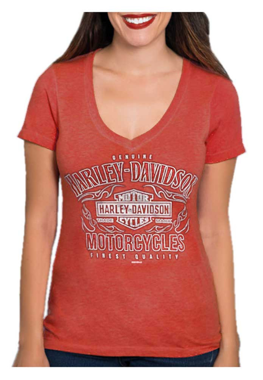 red v neck shirt women's