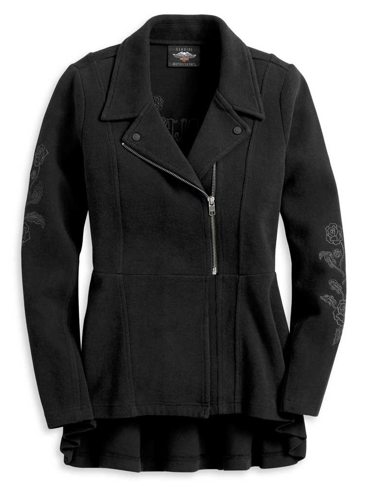 Harley-Davidson® Women's Roses Biker Zip Casual Peacoat - Black