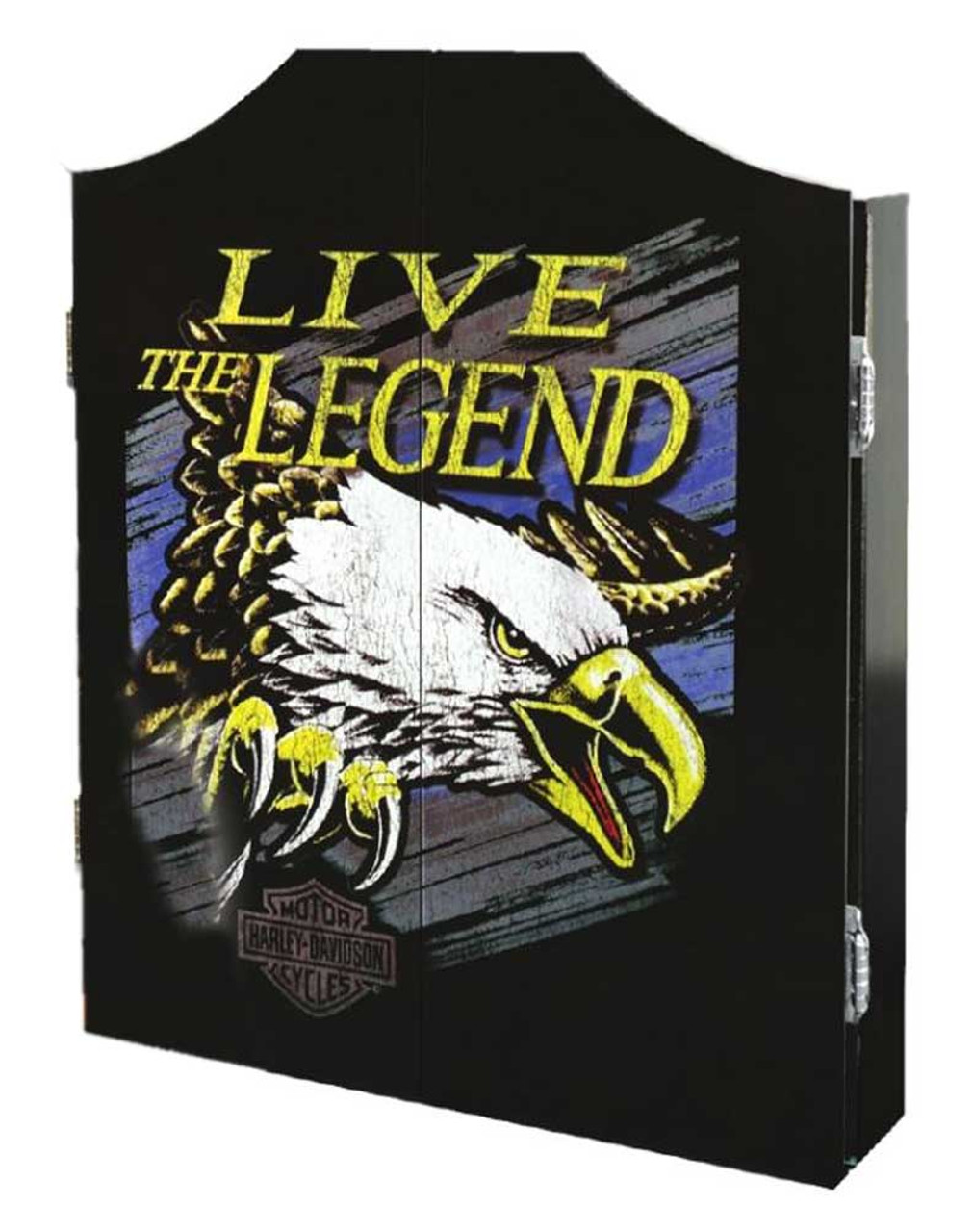 Harley-Davidson® Legend Eagle Logo Dart Board Cabinet – Blk Wooden Cabinet  61807