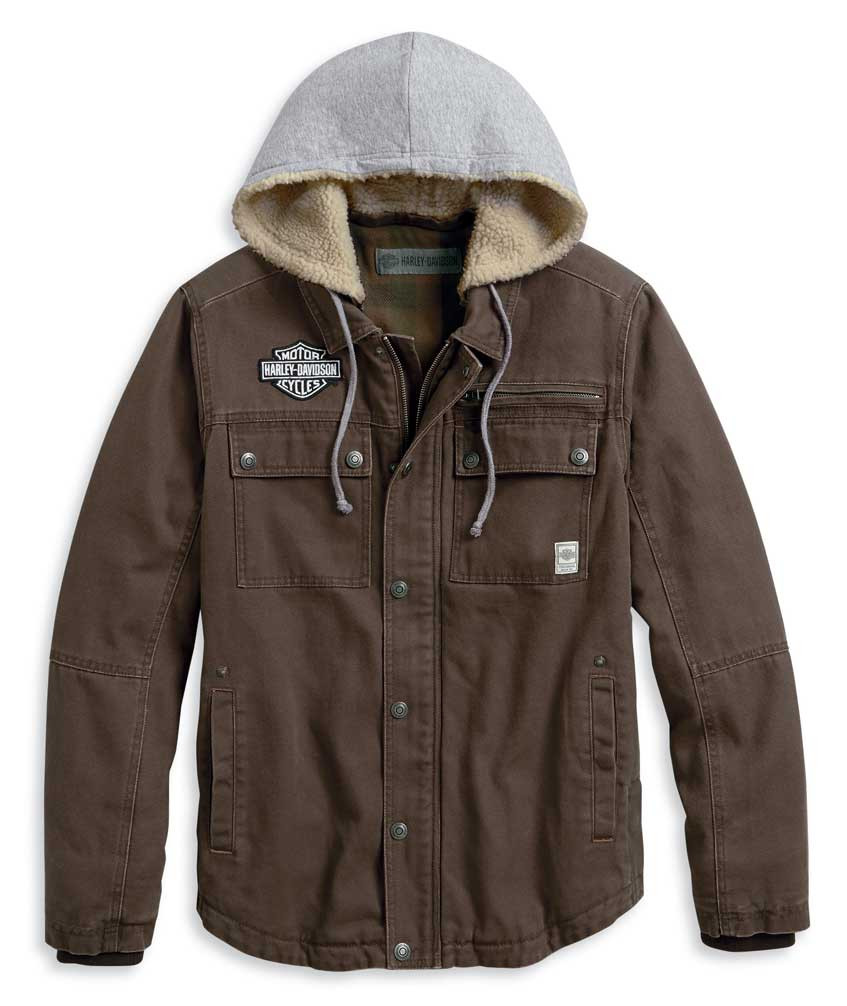 Harley-Davidson® Men's Zip-Off Hood Workwear Casual Jacket, Brown Harley-Davidson® Men's Zip-Off Hood Workwear Casual Jacket, Brown
