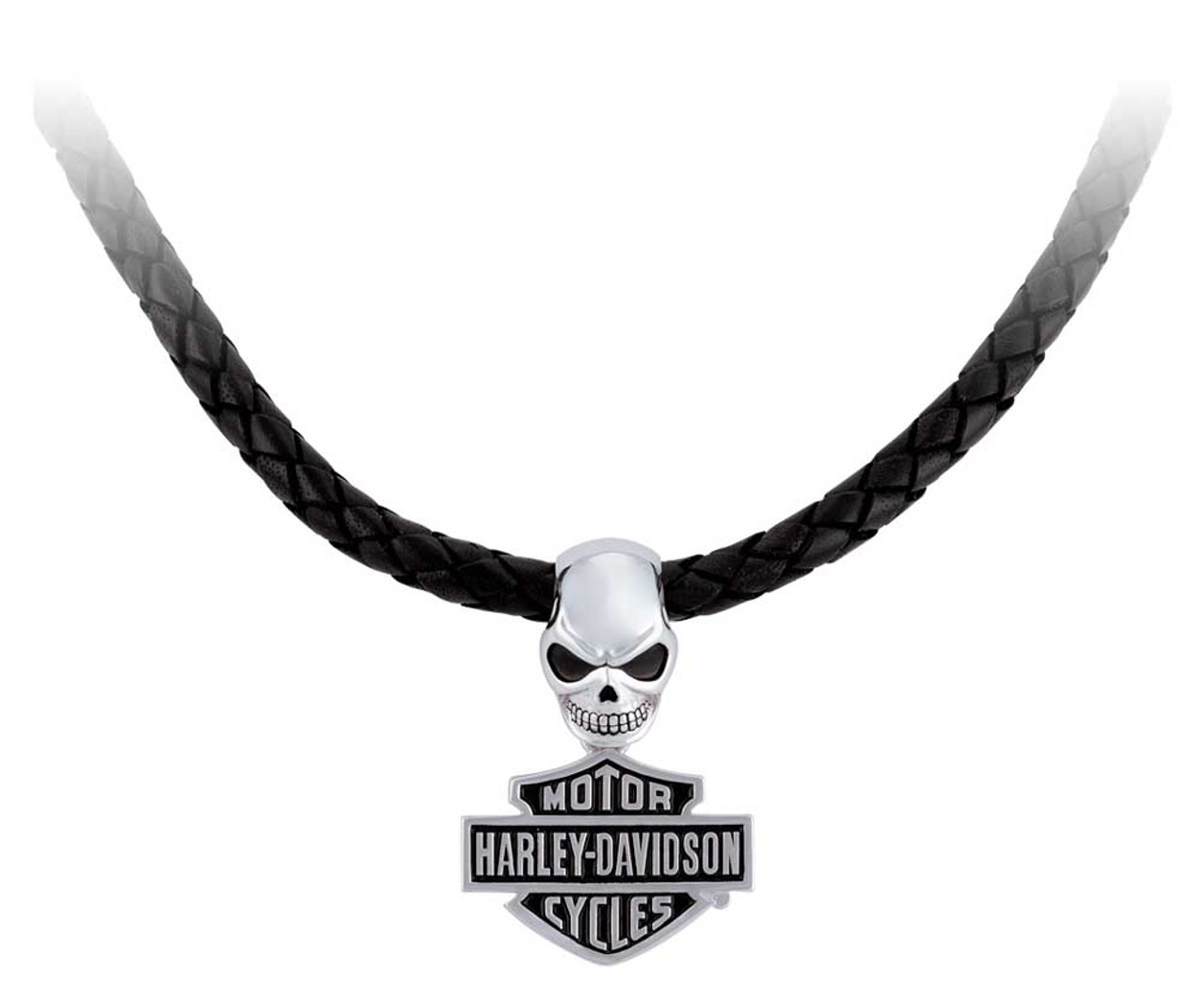 Harley-Davidson メンズ スチールスカルバー&ネックレス Harley-Davidson® Men's Wicked Skull Bar & Shield Leather