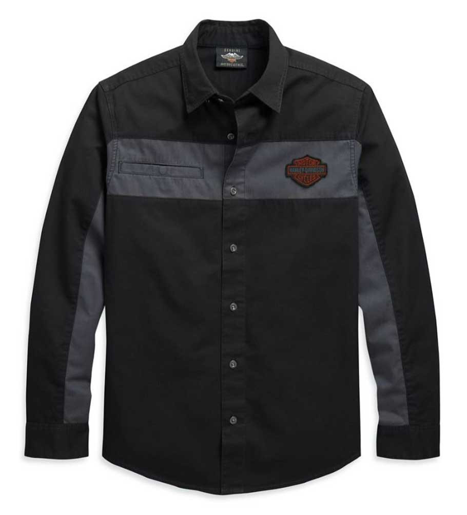 Harley-Davidson® Men's Copperblock Long Sleeve Woven Shirt, Black