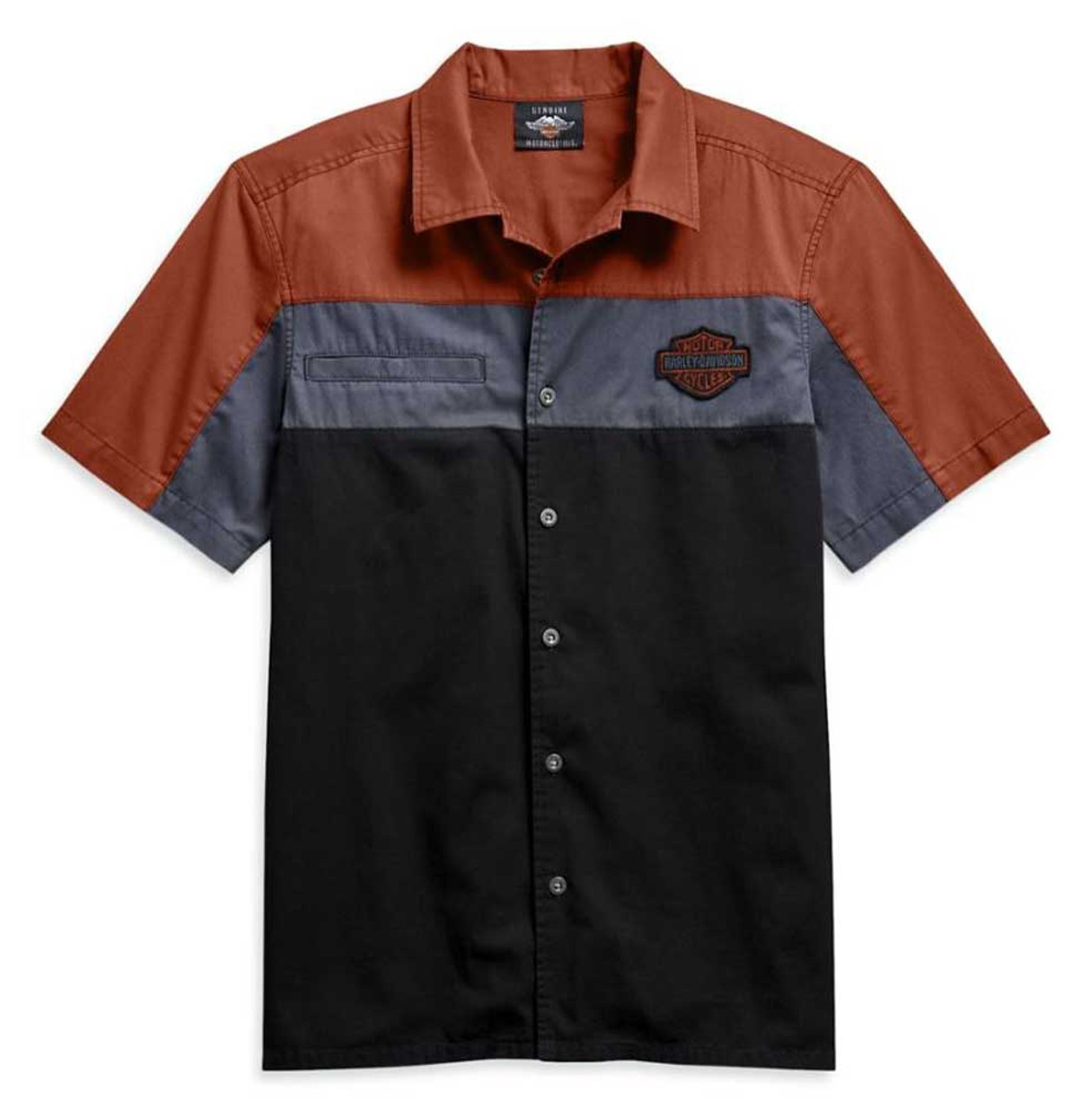 Harley-Davidson® Men's Copperblock Short Sleeve Woven Shirt, Black