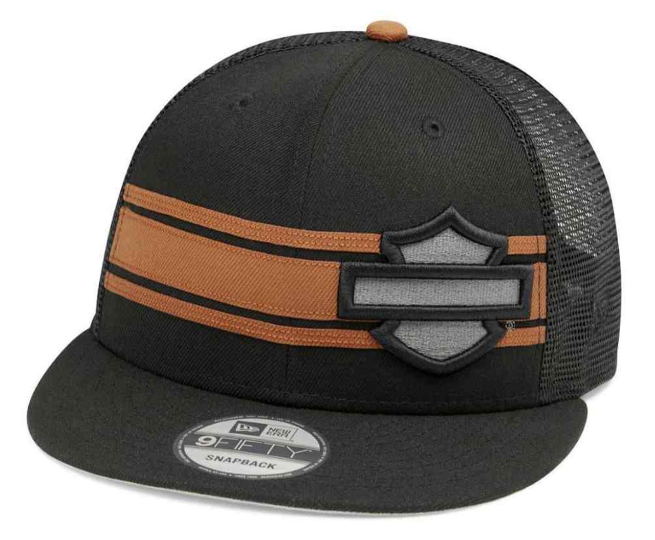 Harley-Davidson® Mens Stripe & Logo 9FIFTY Trucker Baseball Cap, Black  99410-20VM