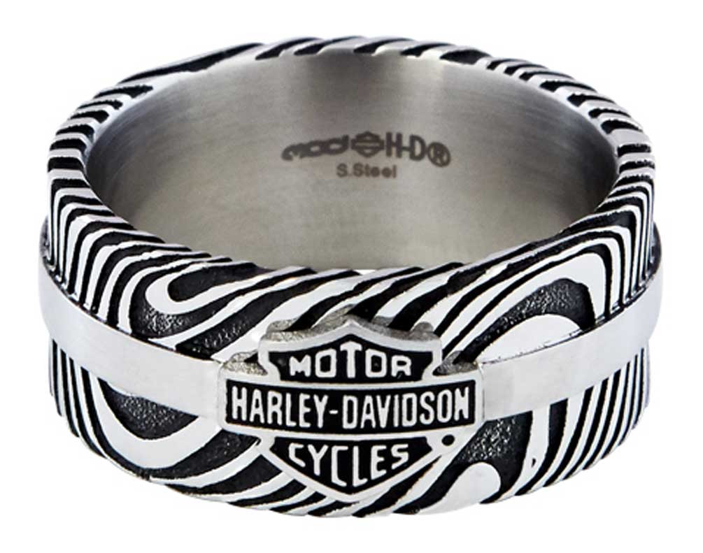 Harley-Davidson® Men's Driftwood B&S Logo Ring Band, Stainless