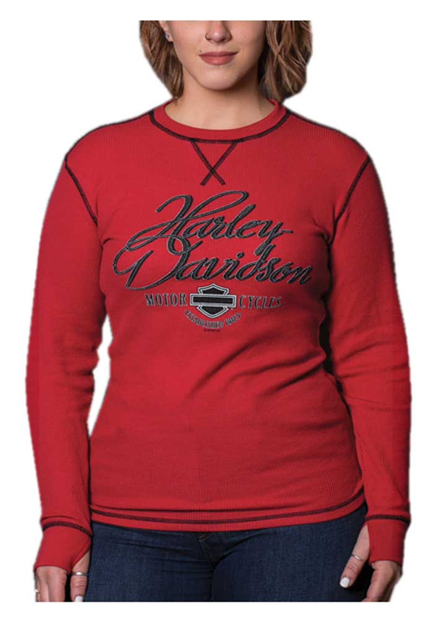 womens red thermal shirt