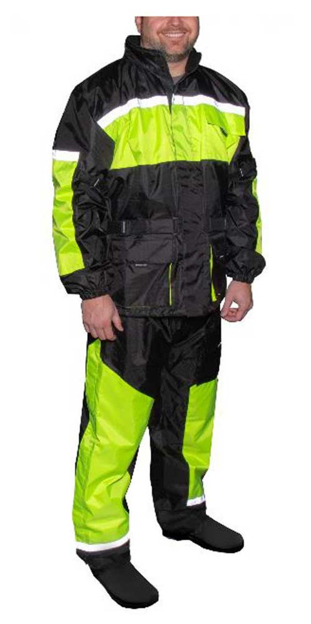 Fulmer Men's 452 Legacy Two-Piece Reflective Rain Suit - Black & Hi-Vis