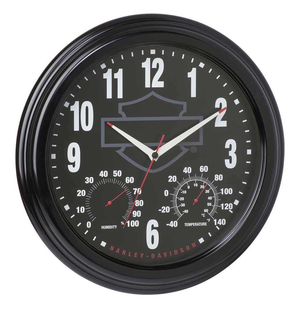 Harley-Davidson® Bar & Shield Outdoor 3-IN-1 Clock / Thermometer