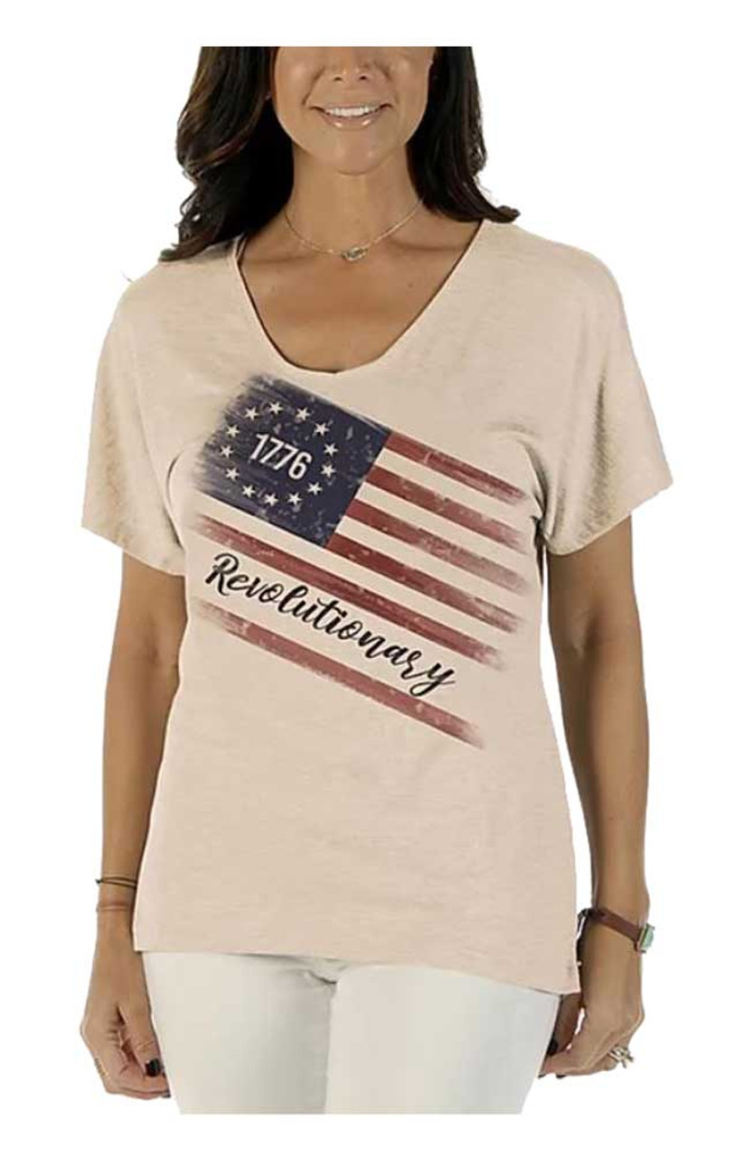 Liberty Wear Women S Betsy Ross Flag Relaxed Fit Short Sleeve V