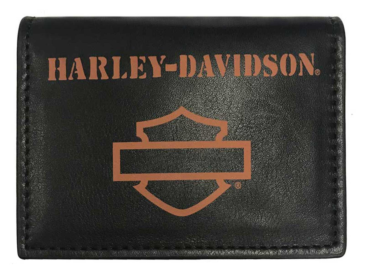 Harley-Davidson® Men's Prestige B&S Card Case Wallet w/ RFID Protection -  Black