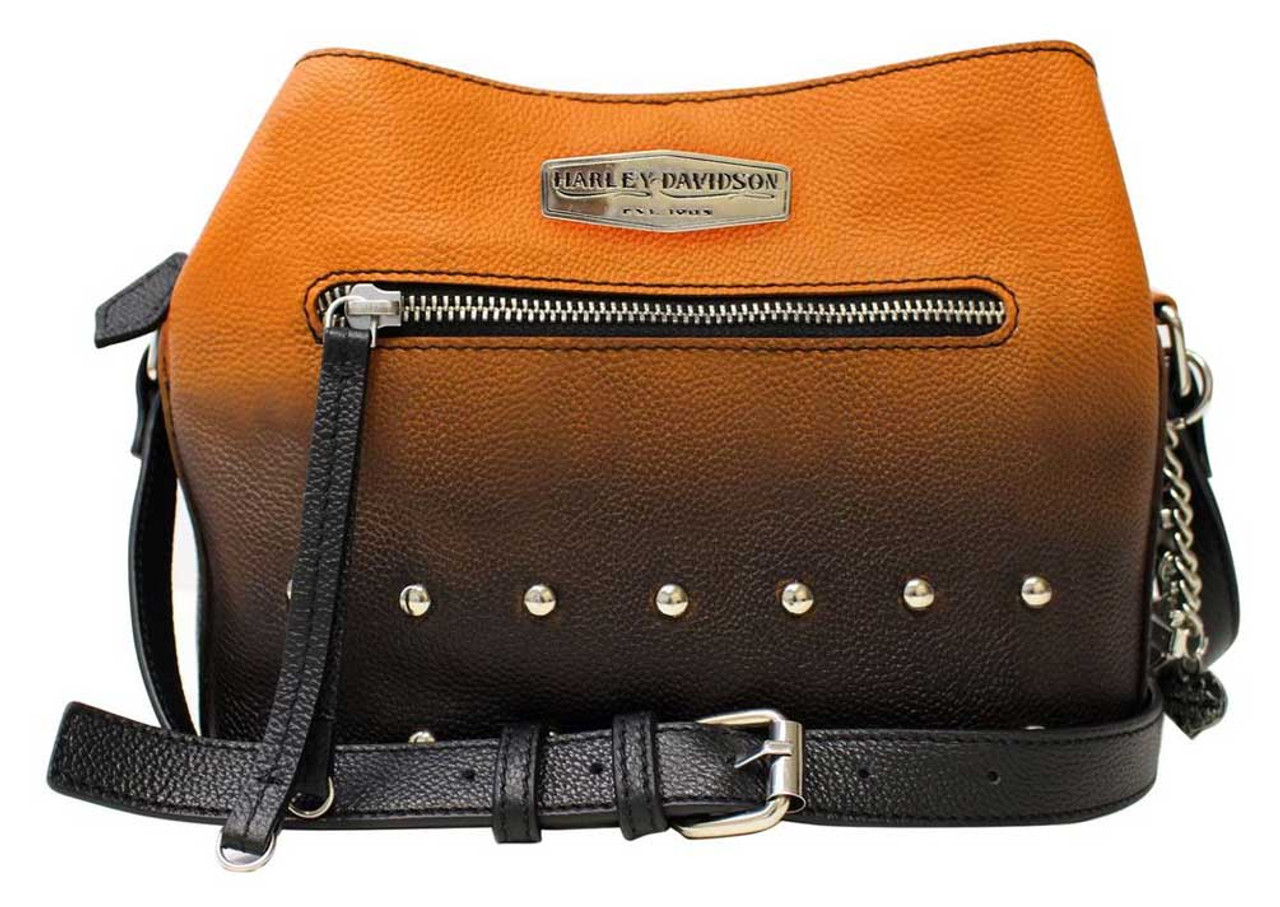 Harley-Davidson® Women's Ombre Effect Leather Crossbody Purse - Orange &  Black