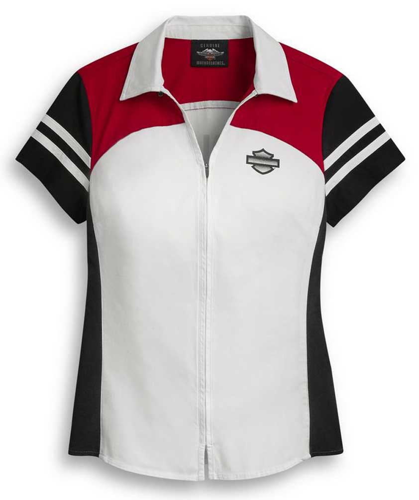 Harley-Davidson® Women's Colorblock Zip Front Short Sleeve