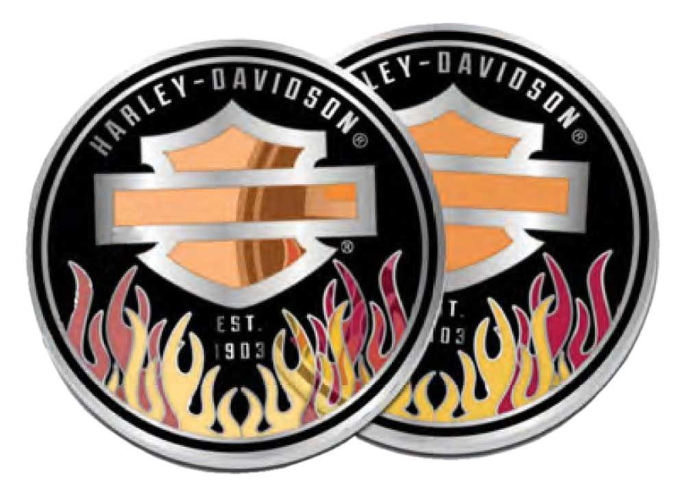 Harley-Davidson® Bar & Shield Logo w/Colorful Flames Metal