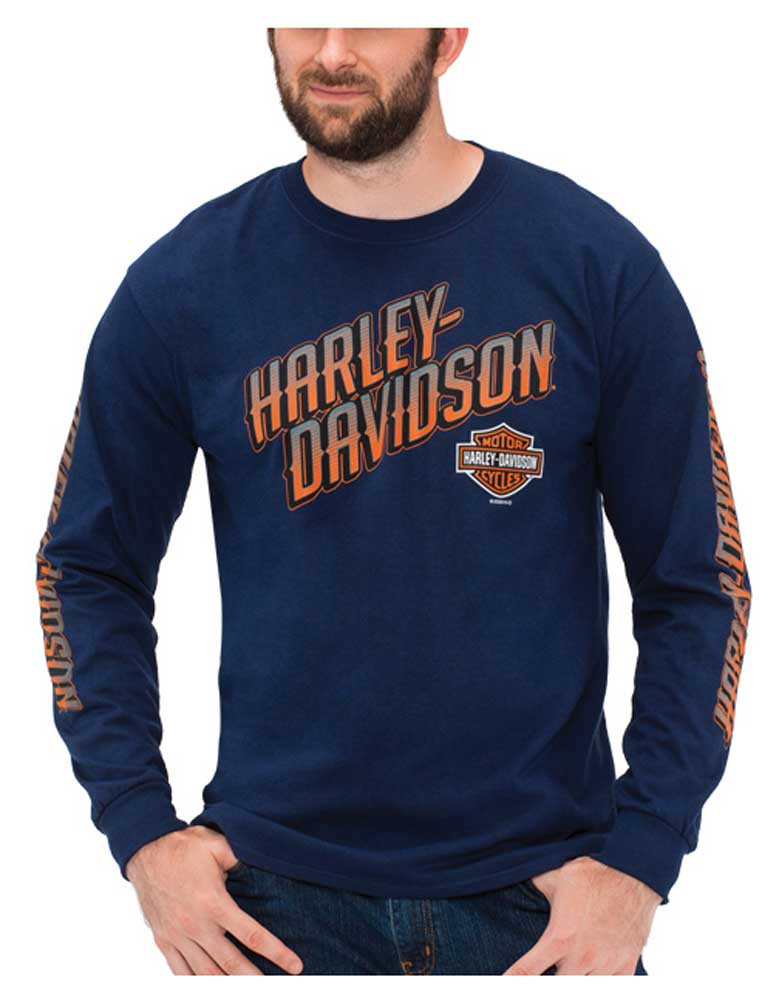 Harley-Davidson® Men's Bold H-D Long Sleeve Crew-Neck Cotton T