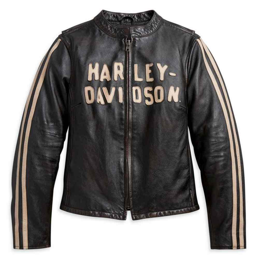 Harley-Davidson® Women's Sleeve Stripe Leather Jacket, Black 97000