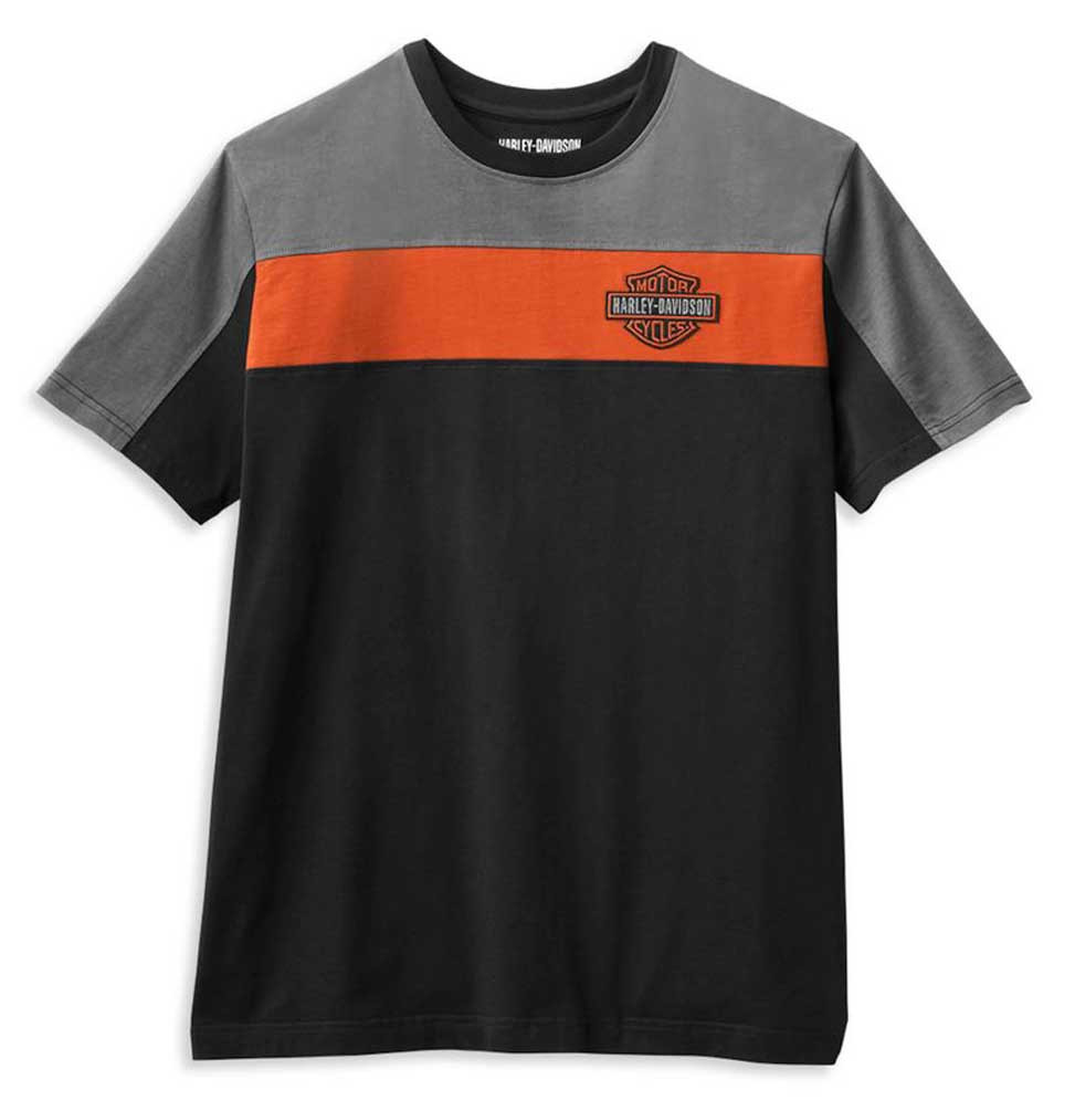Harley-Davidson Men's Copperblock B&S Patch Full Zip Hoodie - Black/Orange/Grey, 99084-20VM