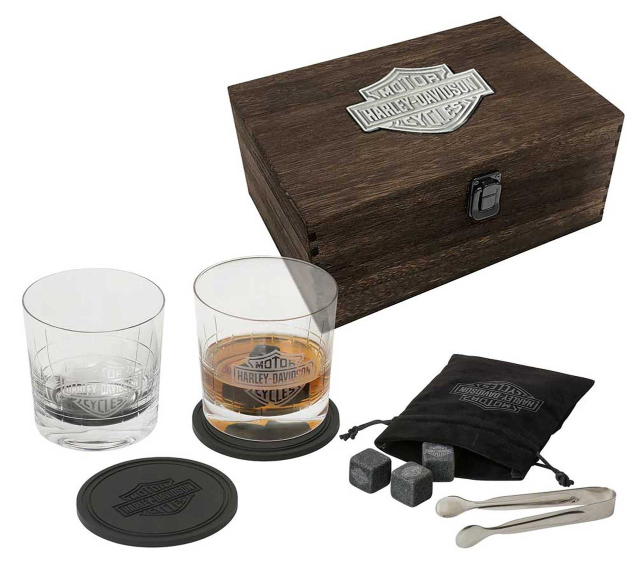 Harley-Davidson® Bar & Shield Logo Premium Whiskey Glass Wooden