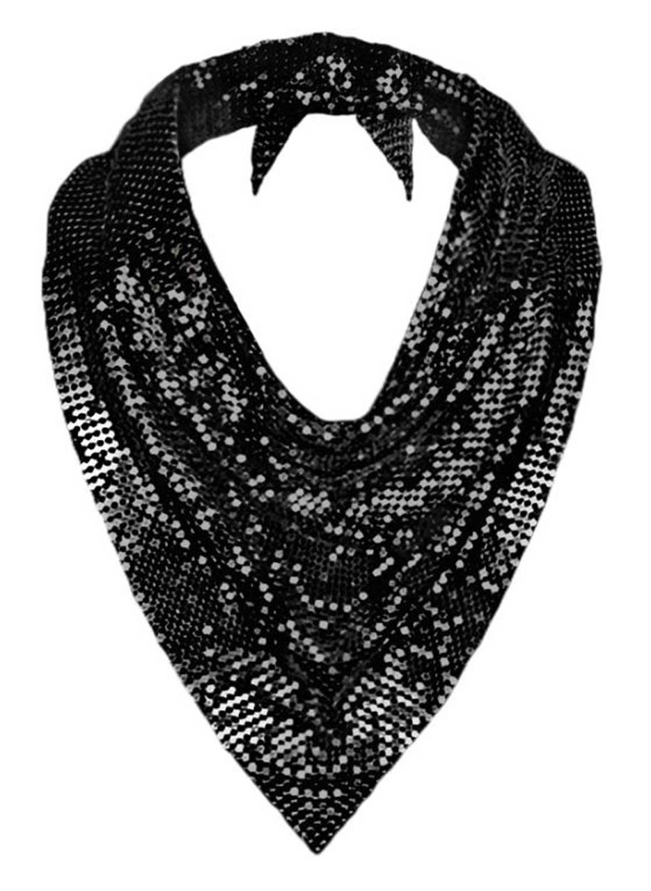 That's A Wrap Women's New Age Metallic Chainmail Metal Mesh Scarf - Black