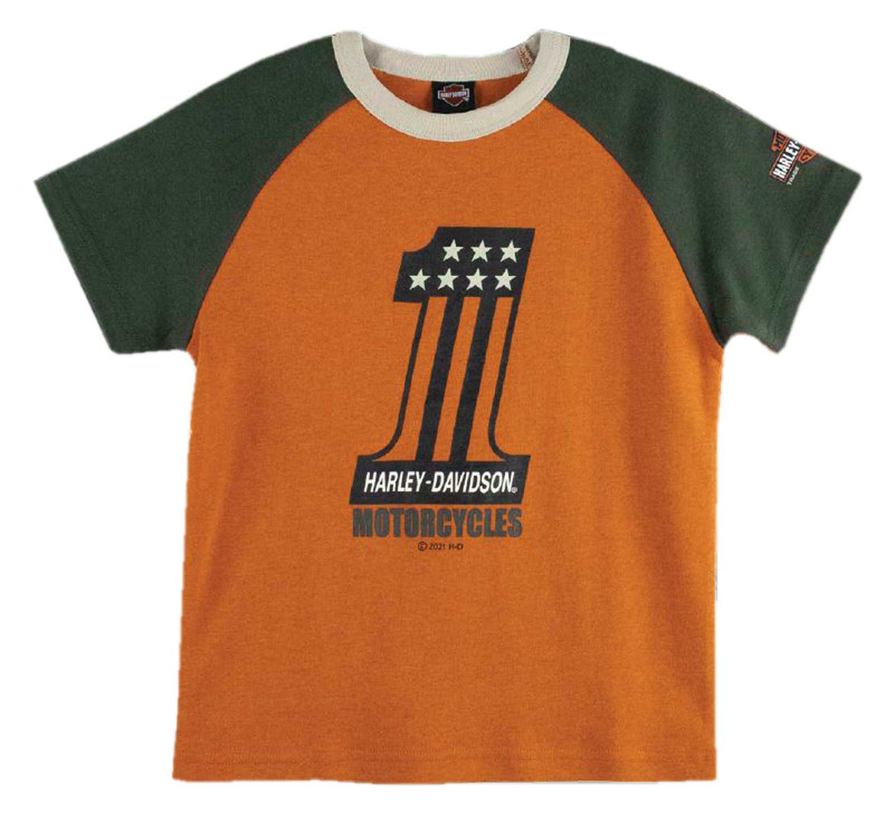 Harley-Davidson® Big Boys' #1 Logo Short Sleeve Raglan Knit Tee