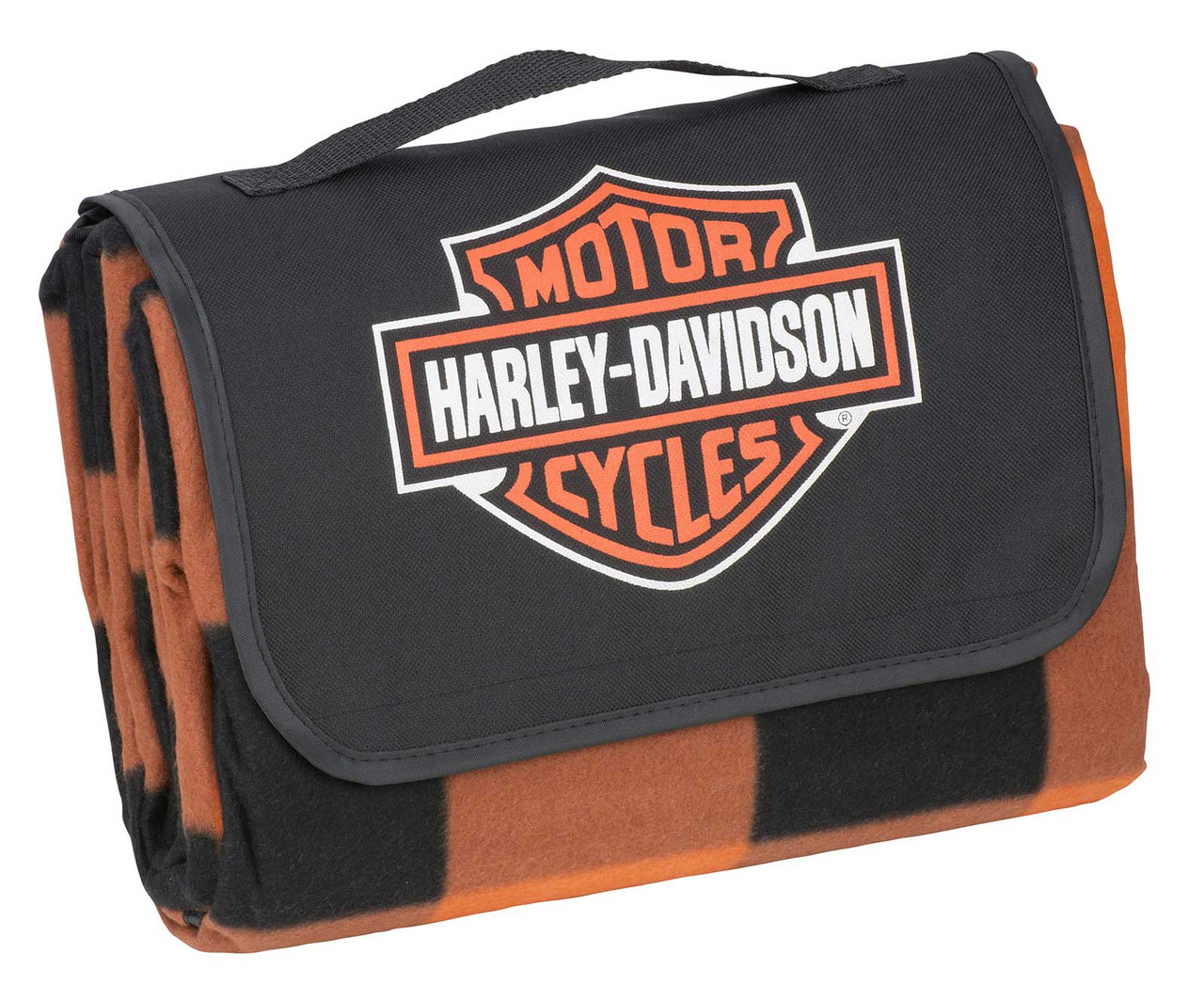 Harley-Davidson® Bar & Shield Folding Plaid Picnic Blanket Tote