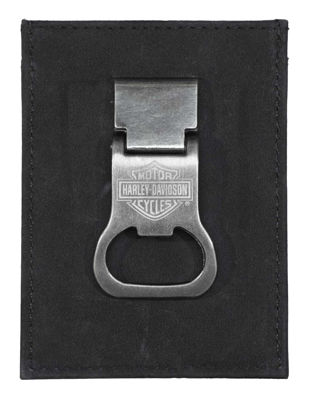 Harley-Davidson® Men's B&S Front Pocket Money Clip Leather Wallet