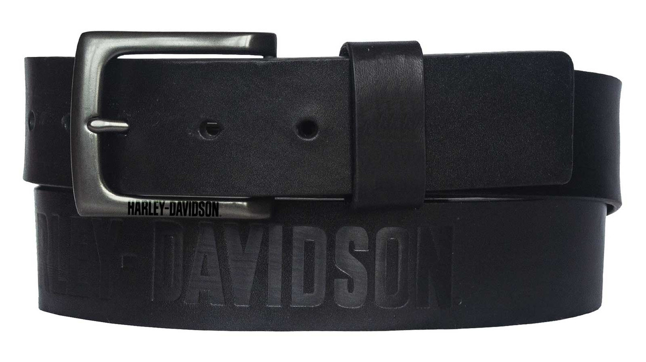 Harley-Davidson® Men's Vintage Race Genuine Black Leather Belt - Antique  Nickel