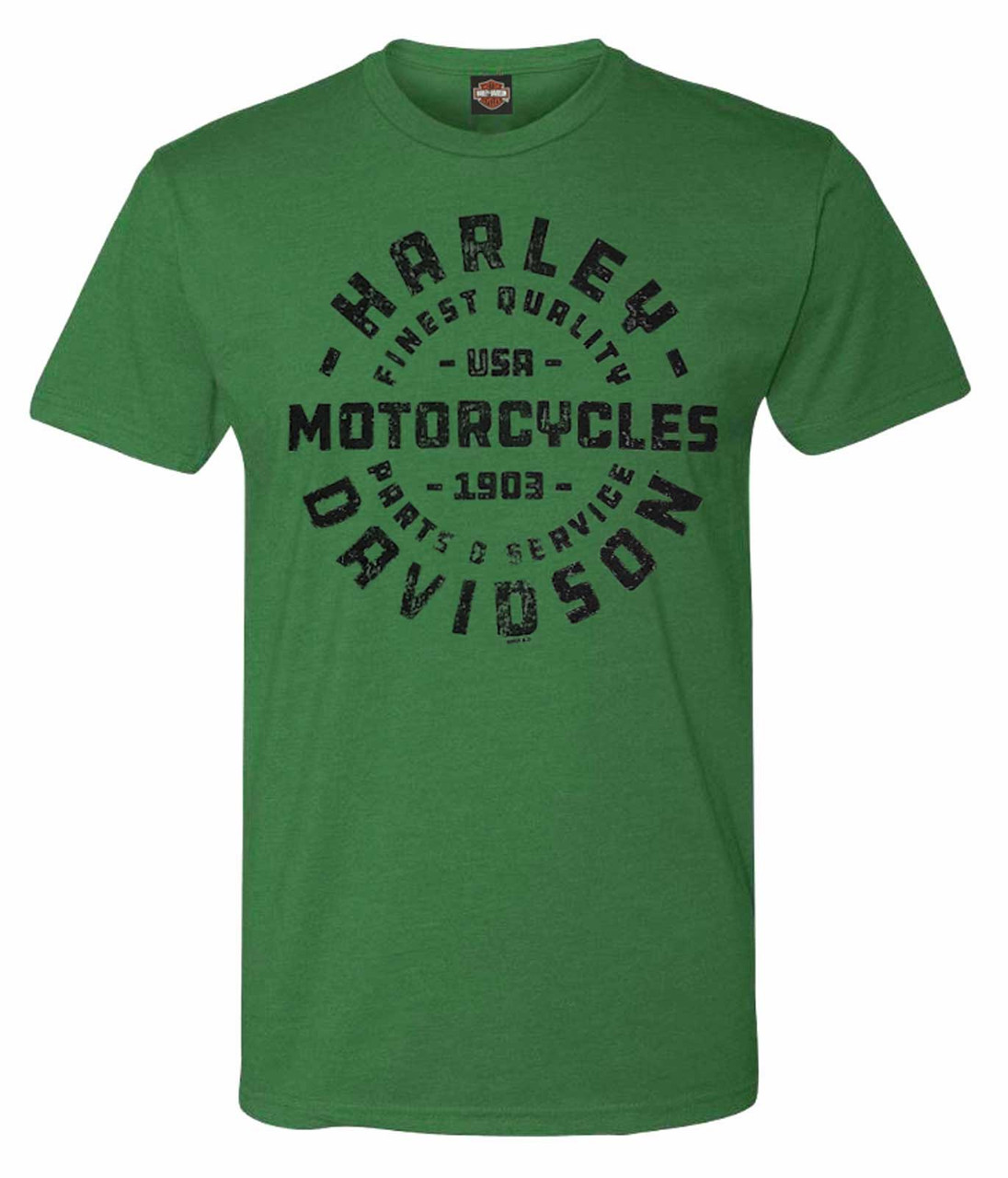 Harley Davidson® Mens H D Text Short Sleeve Crew Neck T Shirt Heathered Green Wisconsin 