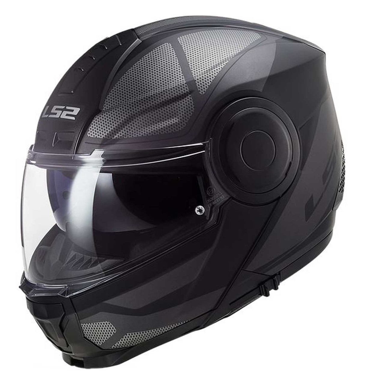 LS2 ブラック フルフェイスヘルメット LS2 Helmets Horizon Axis Modular Motorcycle Sun-Shield Helmet