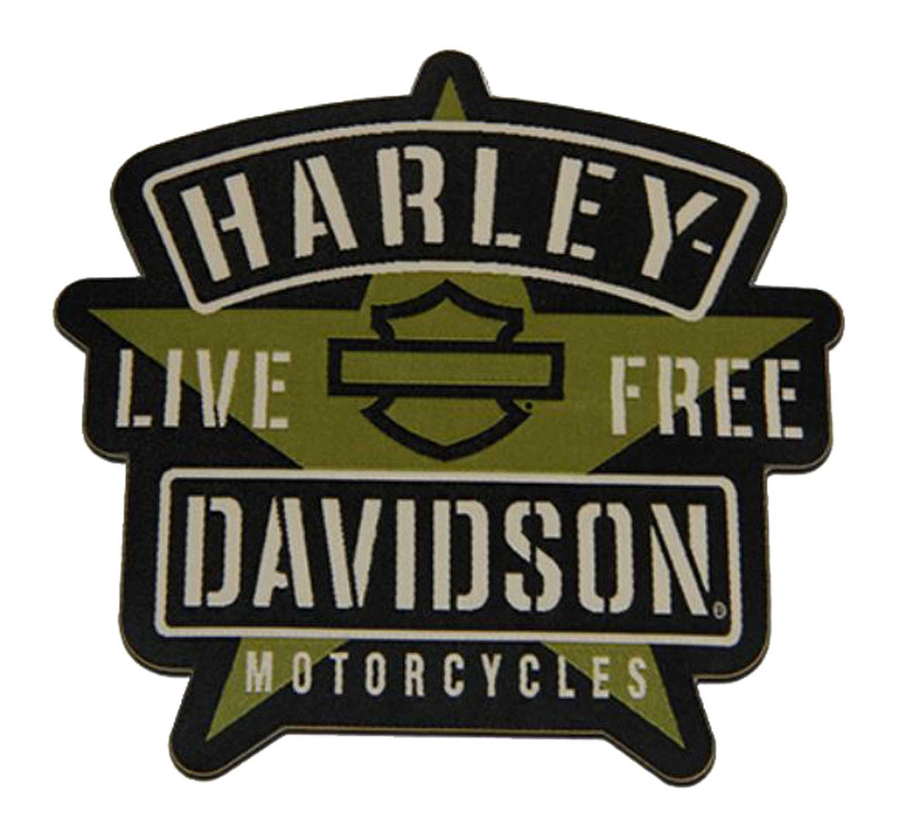 Harley-Davidson® 4.5in. Woven H-D Military Star Emblem Sew-On Patch - Green/ Black - Wisconsin Harley-Davidson