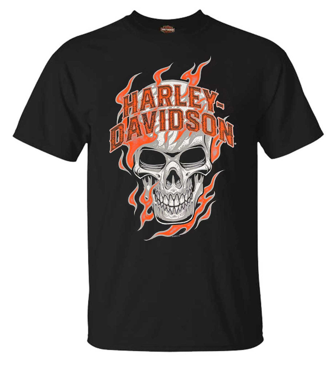 Harley-Davidson® Men's Skull Flames Short Sleeve Crew-Neck Cotton