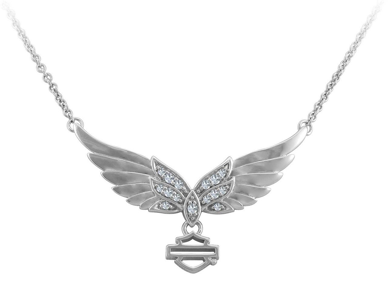 Harley-Davidson® Women's Bling Wing Bar & Shield Necklace