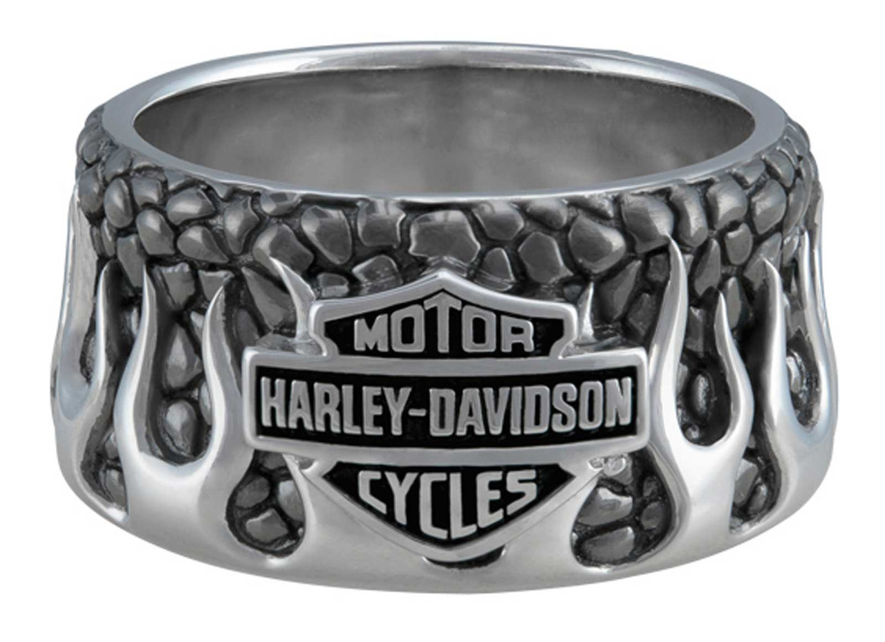 アクセサリー old mod harley davidson flame ring #21 Harley-Davidson® Men's Textured Flames Bar & Shield Stainless