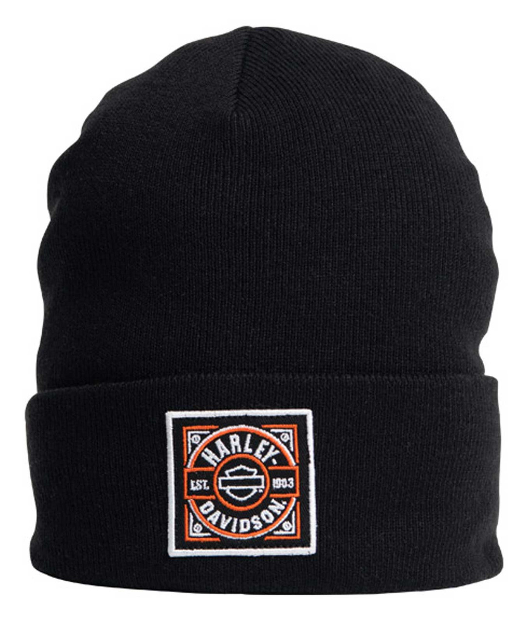 帽子 the highlights beanie black Harley-Davidson® Men's H-D Label Patch Embroidered Cuffed