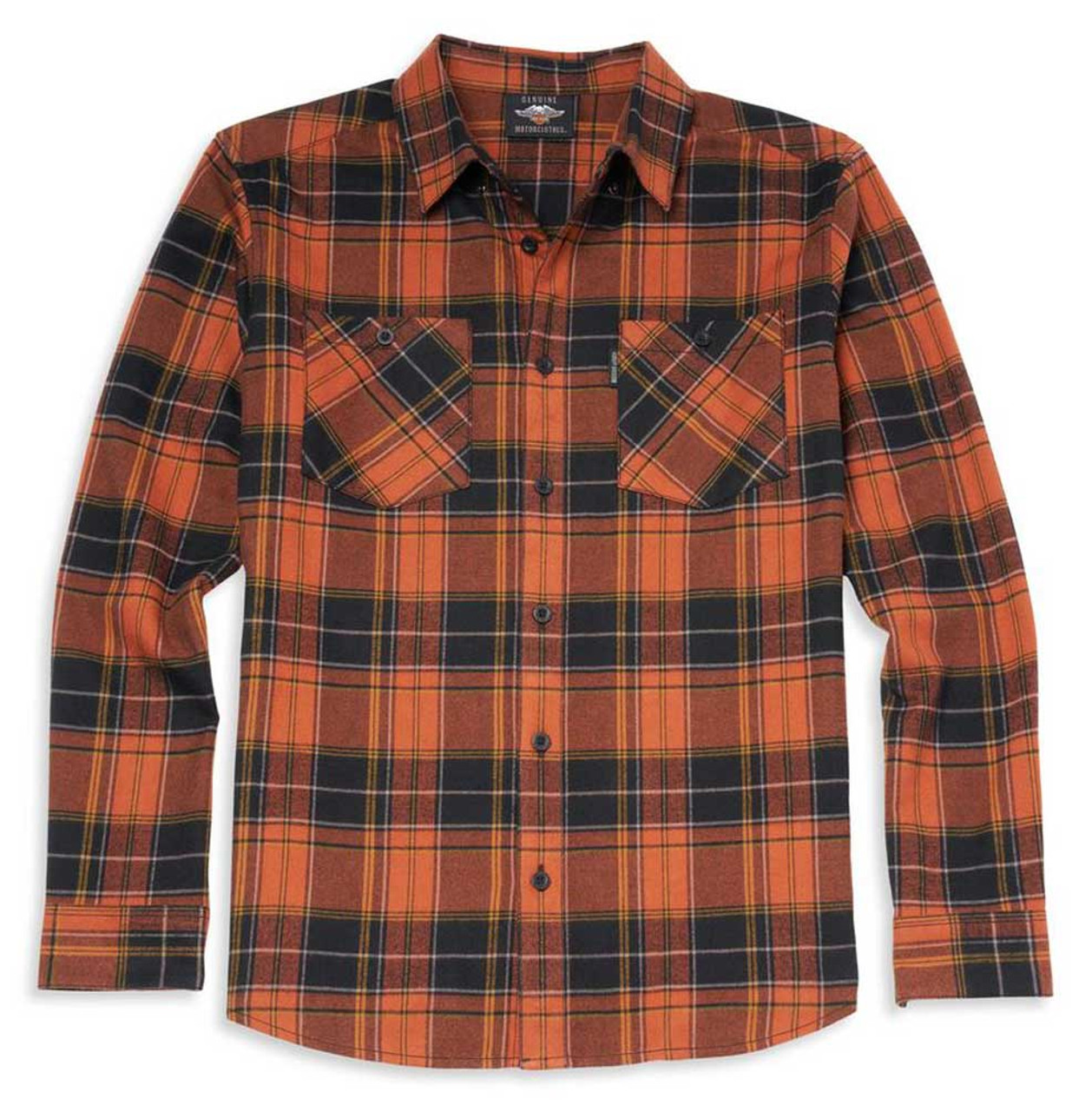 さむページ Harley-Davidson® Men's Block Font Two Pocket Long Sleeve
